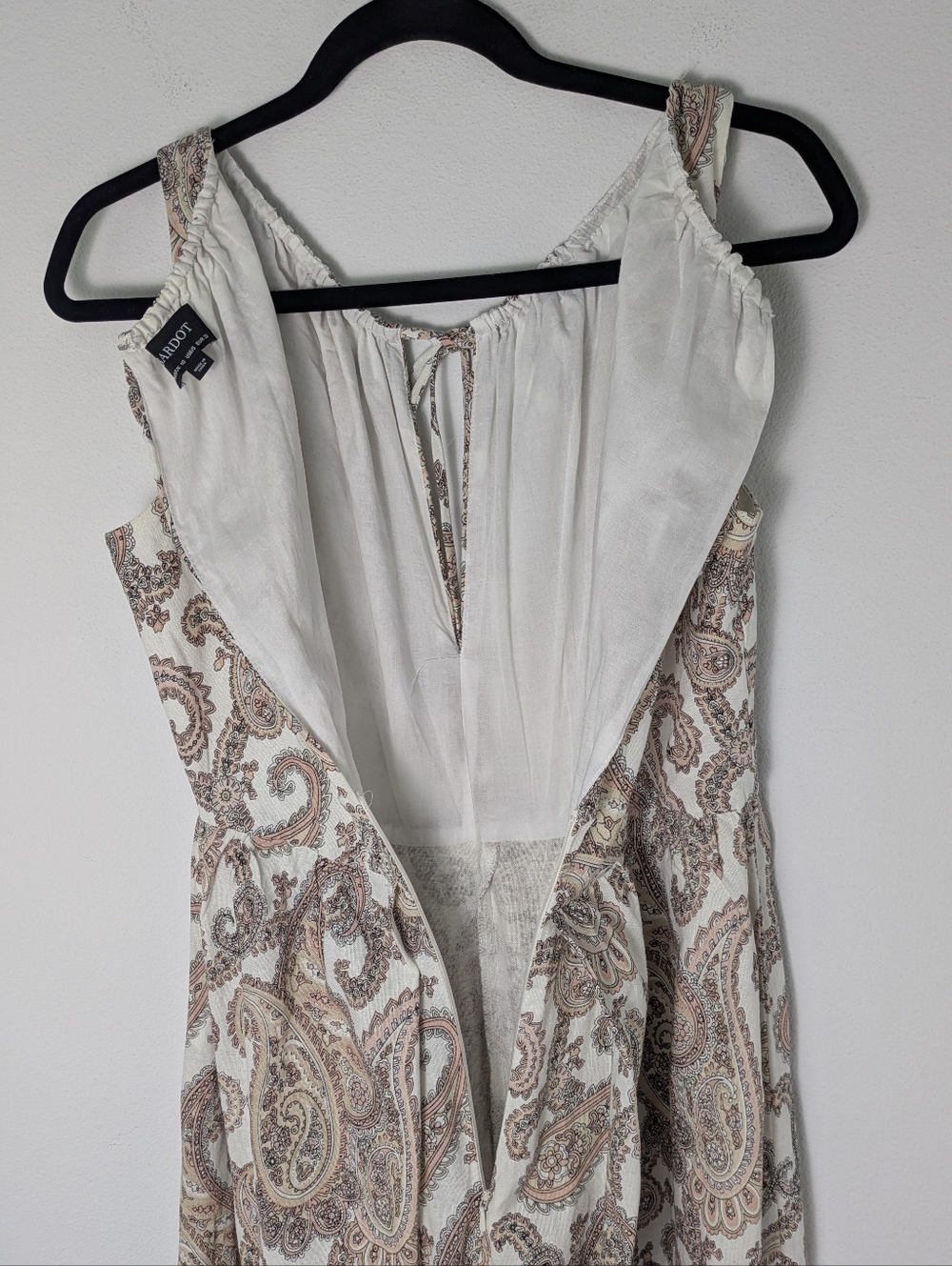 Bardot Paisley Sleeveless Extra Wide Leg Linen Dress Jumpsuit Tan White Sz S EUC - Picture 10 of 16